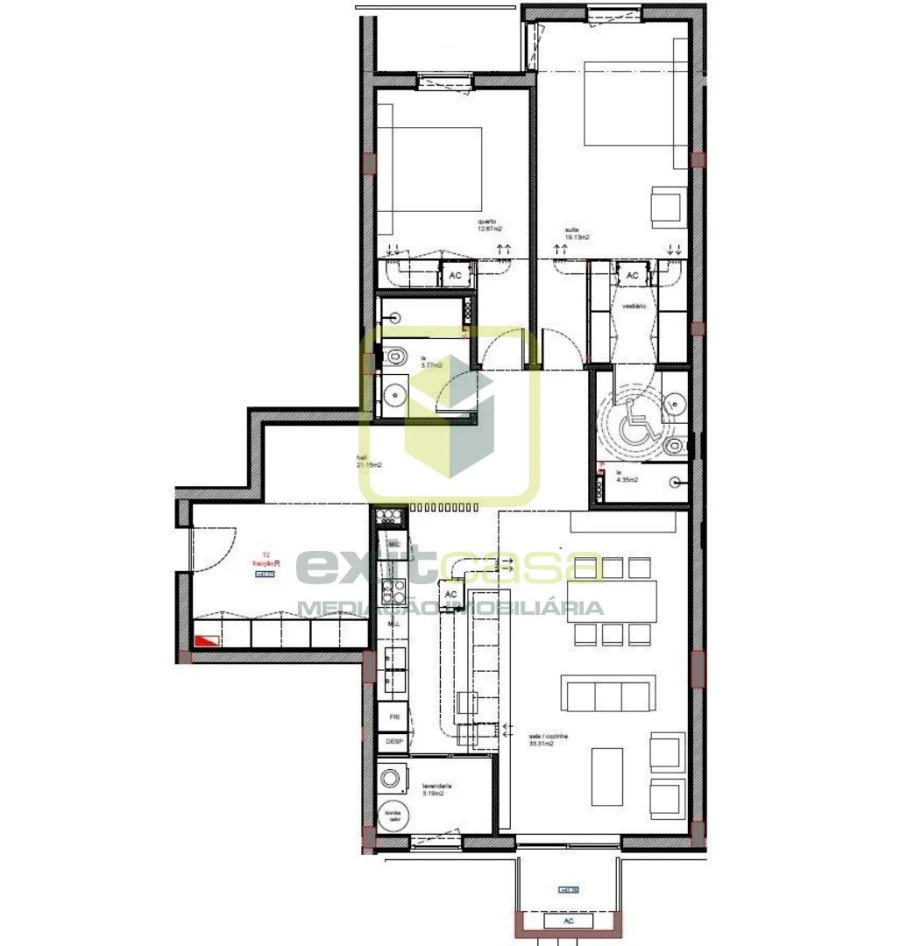 Apartamento T2 para Venda em São Bernardo Planta 1
