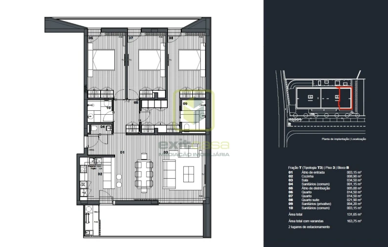 Apartamento T3 para Venda em Águeda e Borralha Planta 1