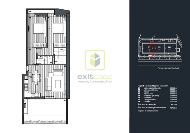 Apartamento T2 para Venda em Águeda e Borralha Planta 1