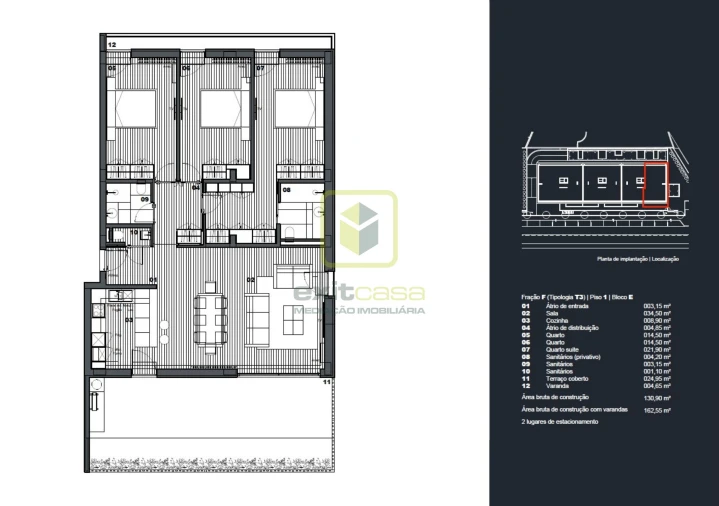 Apartamento T3 para Venda em Águeda e Borralha Planta 1