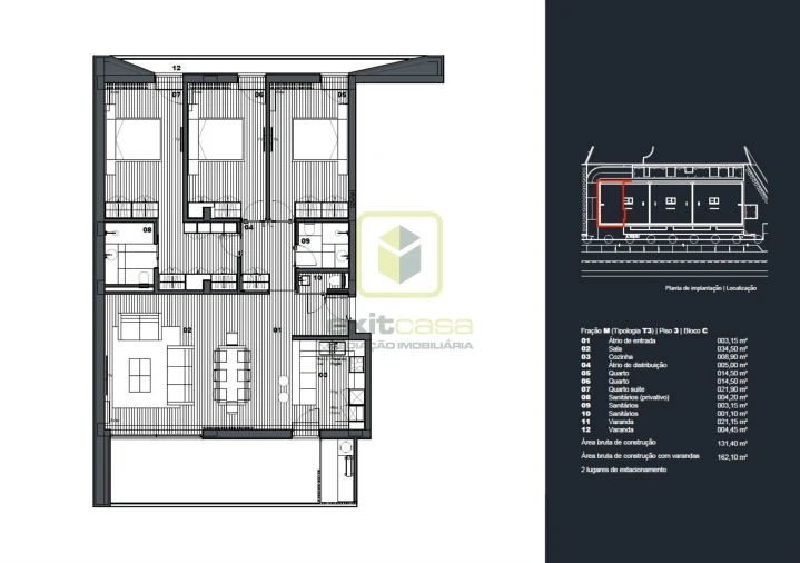 Apartamento T3 para Venda em Águeda e Borralha Planta 1