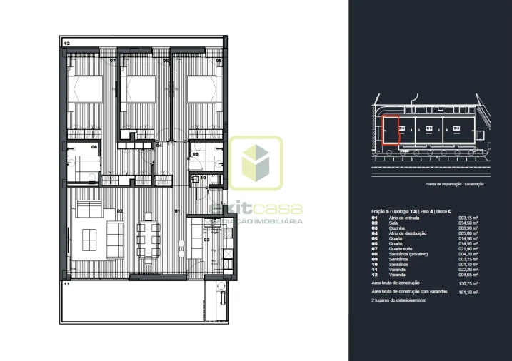 Apartamento T3 para Venda em Águeda e Borralha Planta 1