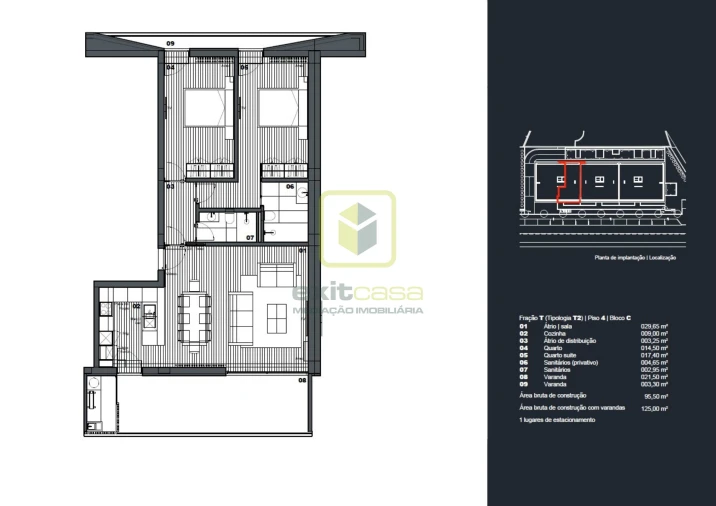 Apartamento T2 para Venda em Águeda e Borralha Planta 1