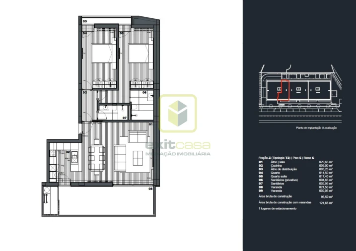 Apartamento T2 para Venda em Águeda e Borralha Planta 1