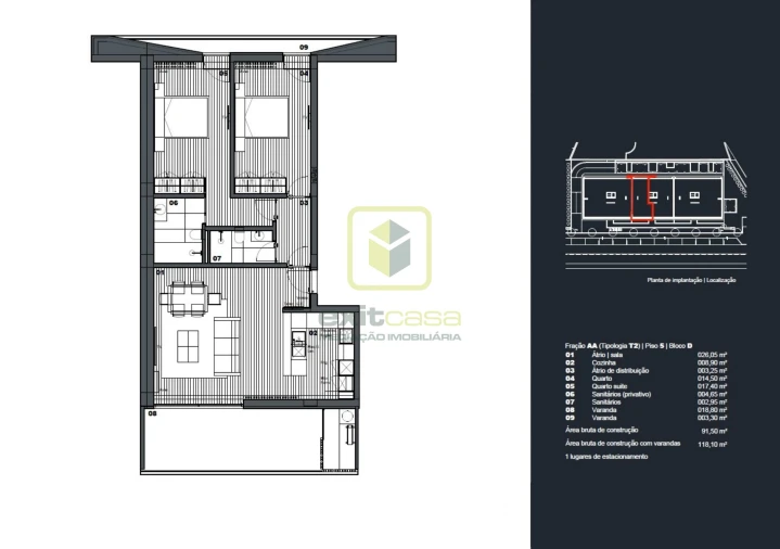 Apartamento T2 para Venda em Águeda e Borralha Planta 1