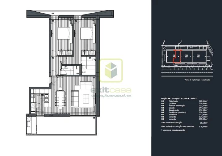 Apartamento T2 para Venda em Águeda e Borralha Planta 1