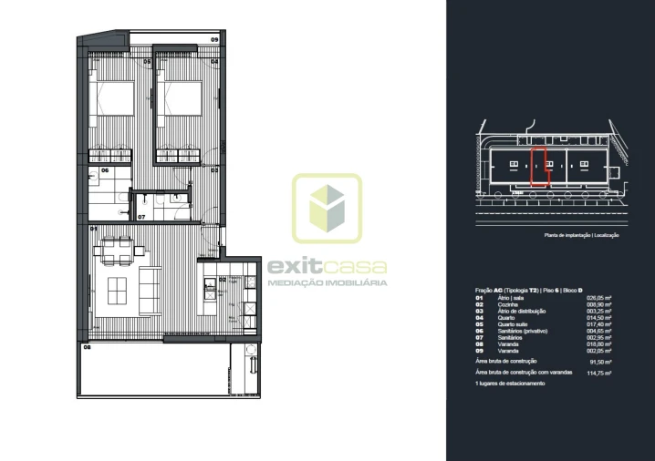 Apartamento T2 para Venda em Águeda e Borralha Planta 1