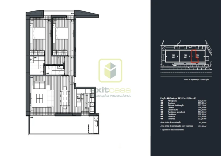 Apartamento T2 para Venda em Águeda e Borralha Planta 1