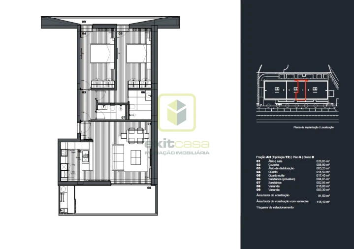 Apartamento T2 para Venda em Águeda e Borralha Planta 1
