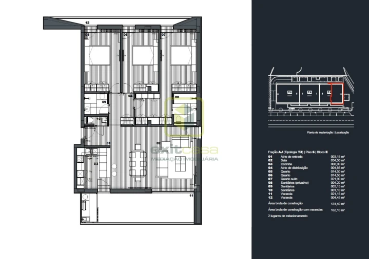 Apartamento T3 para Venda em Águeda e Borralha Planta 1