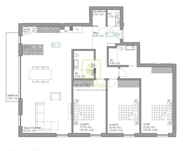 Apartamento T3 para Venda em Esgueira Planta 1
