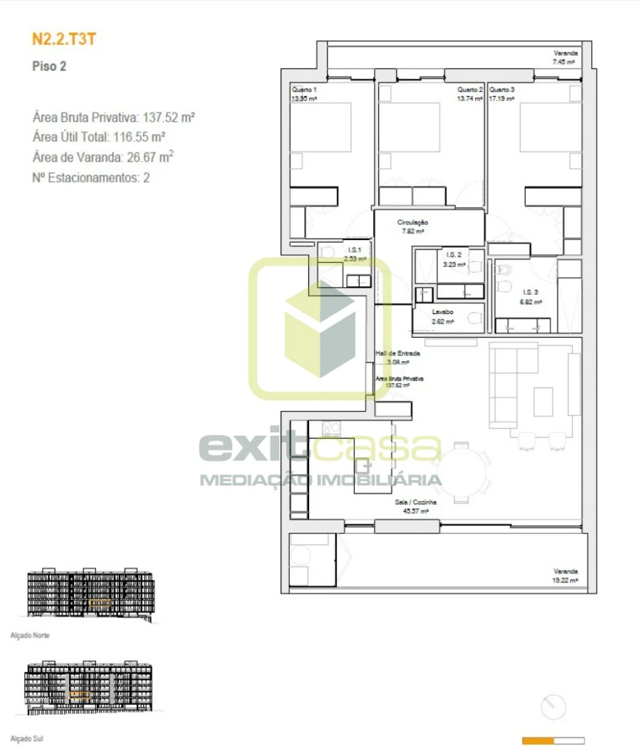 Apartamento T3 para Venda em Glória e Vera Cruz Planta 1