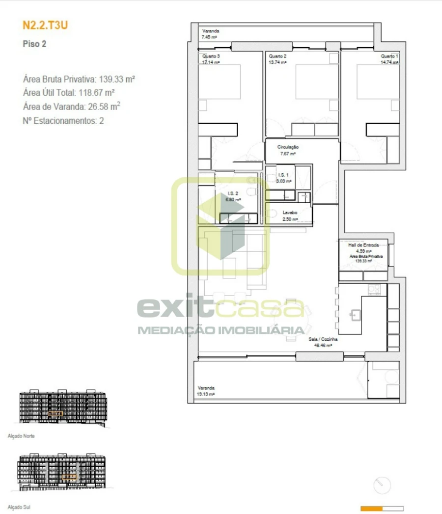 Apartamento T3 para Venda em Glória e Vera Cruz Planta 1