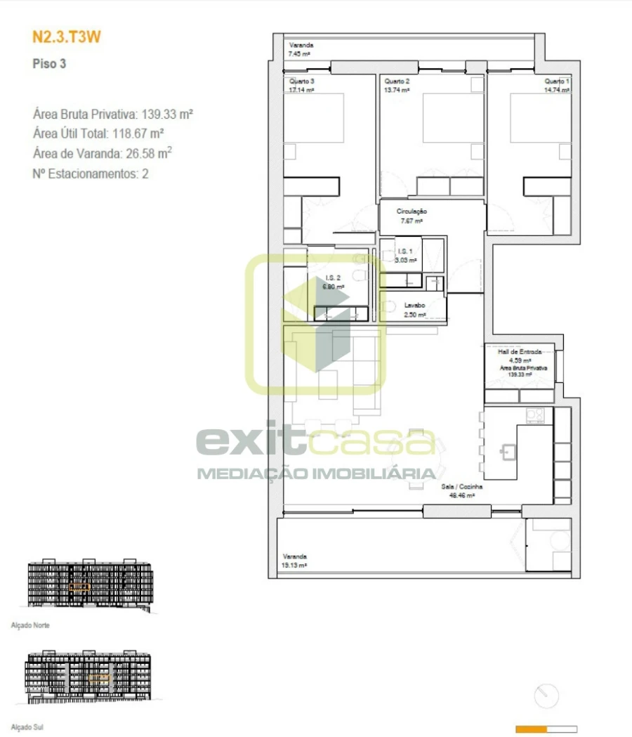 Apartamento T3 para Venda em Glória e Vera Cruz Planta 1