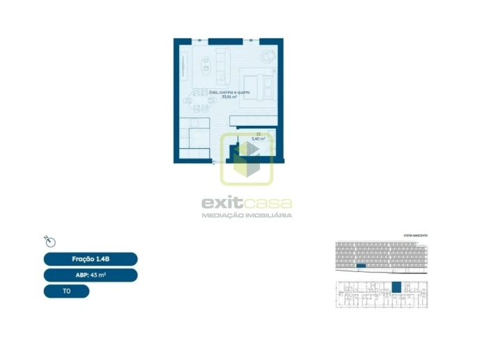 Apartamento T0 para Venda em Glória e Vera Cruz Planta 1