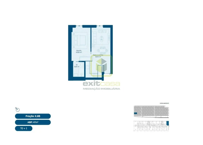 Apartamento T0 para Venda em Glória e Vera Cruz Planta 1