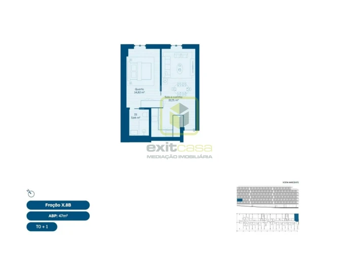 Apartamento T0 para Venda em Glória e Vera Cruz Planta 1