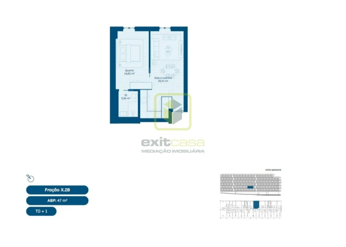 Apartamento T0 para Venda em Glória e Vera Cruz Planta 1