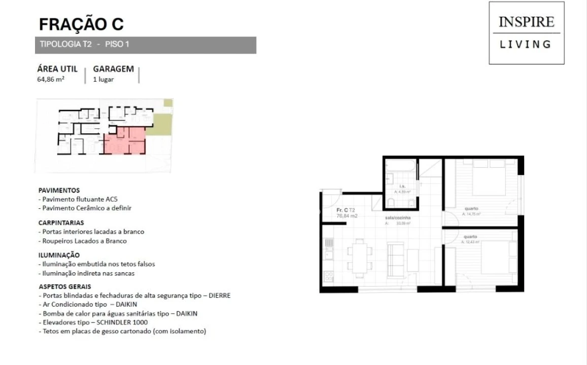 Apartamento T2 para Venda em Viseu Foto 2