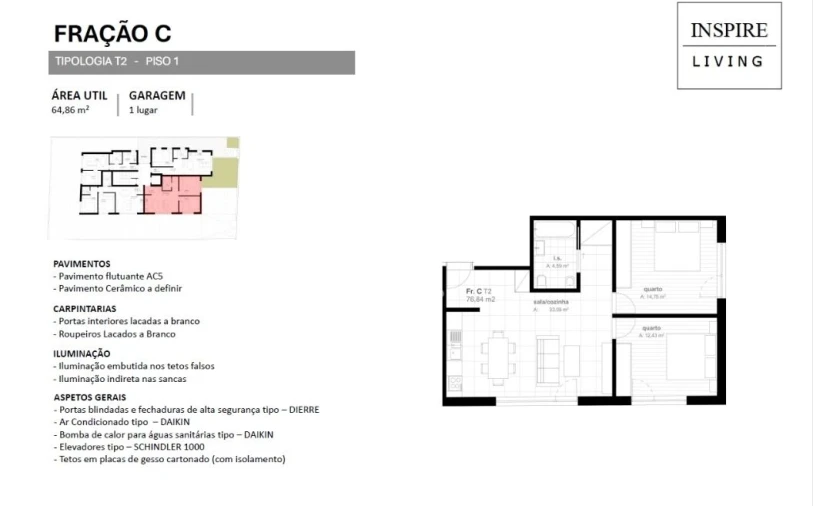 Apartamento T2 para Venda em Viseu Foto 2