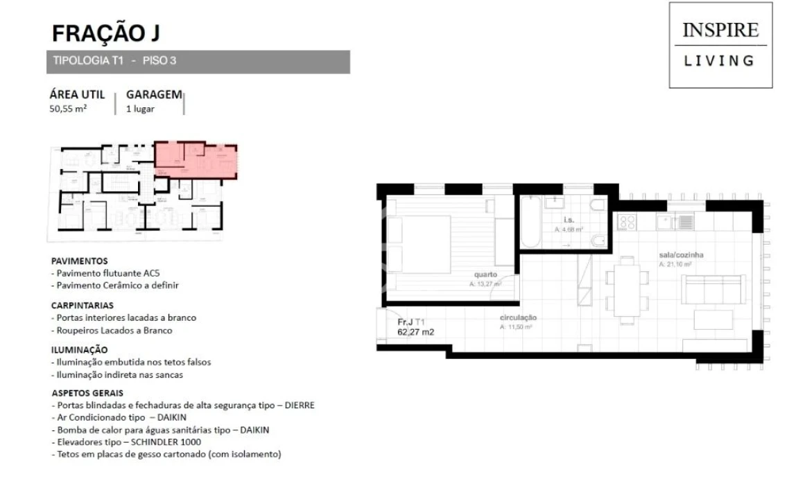 Apartamento T1 para Venda em Viseu Foto 2