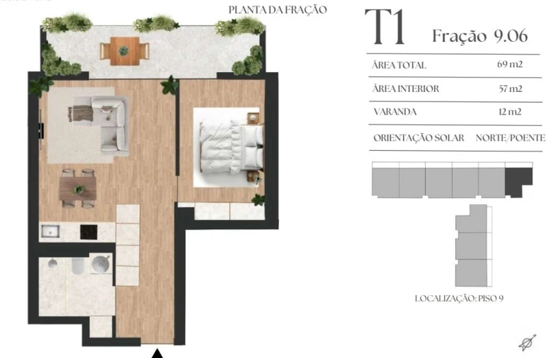 Apartamento T1 para Venda em Vilar de Andorinho Planta 1