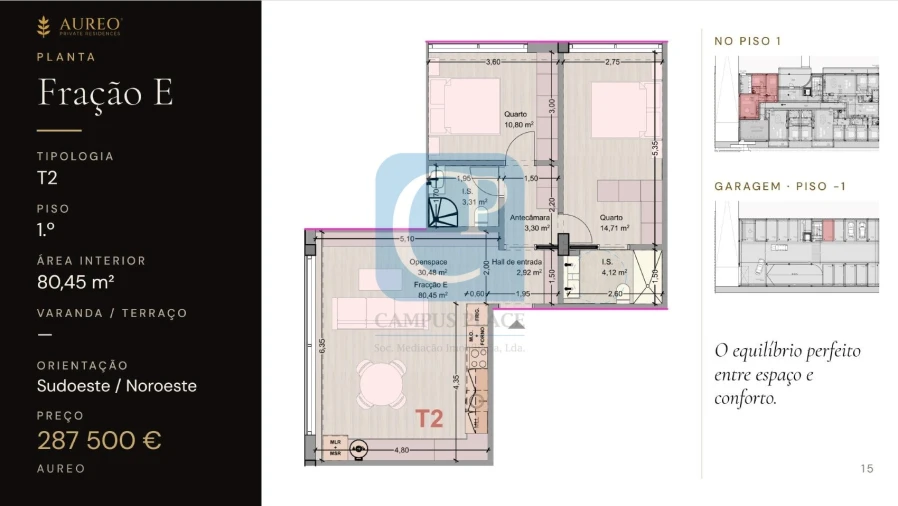 Apartamento T2 para Venda em Fânzeres e São Pedro da Cova Planta 1