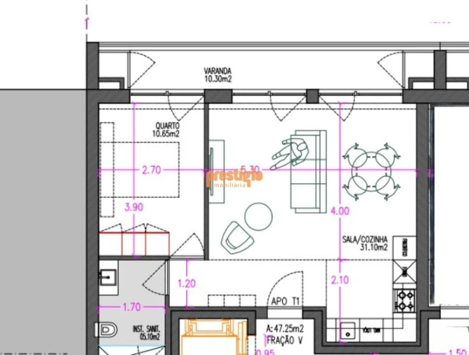 Apartamento T1 para Venda em Real, Dume e Semelhe Planta 1