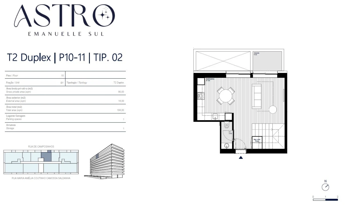 Apartamento T2 para Venda em Matosinhos e Leça da Palmeira Planta 2
