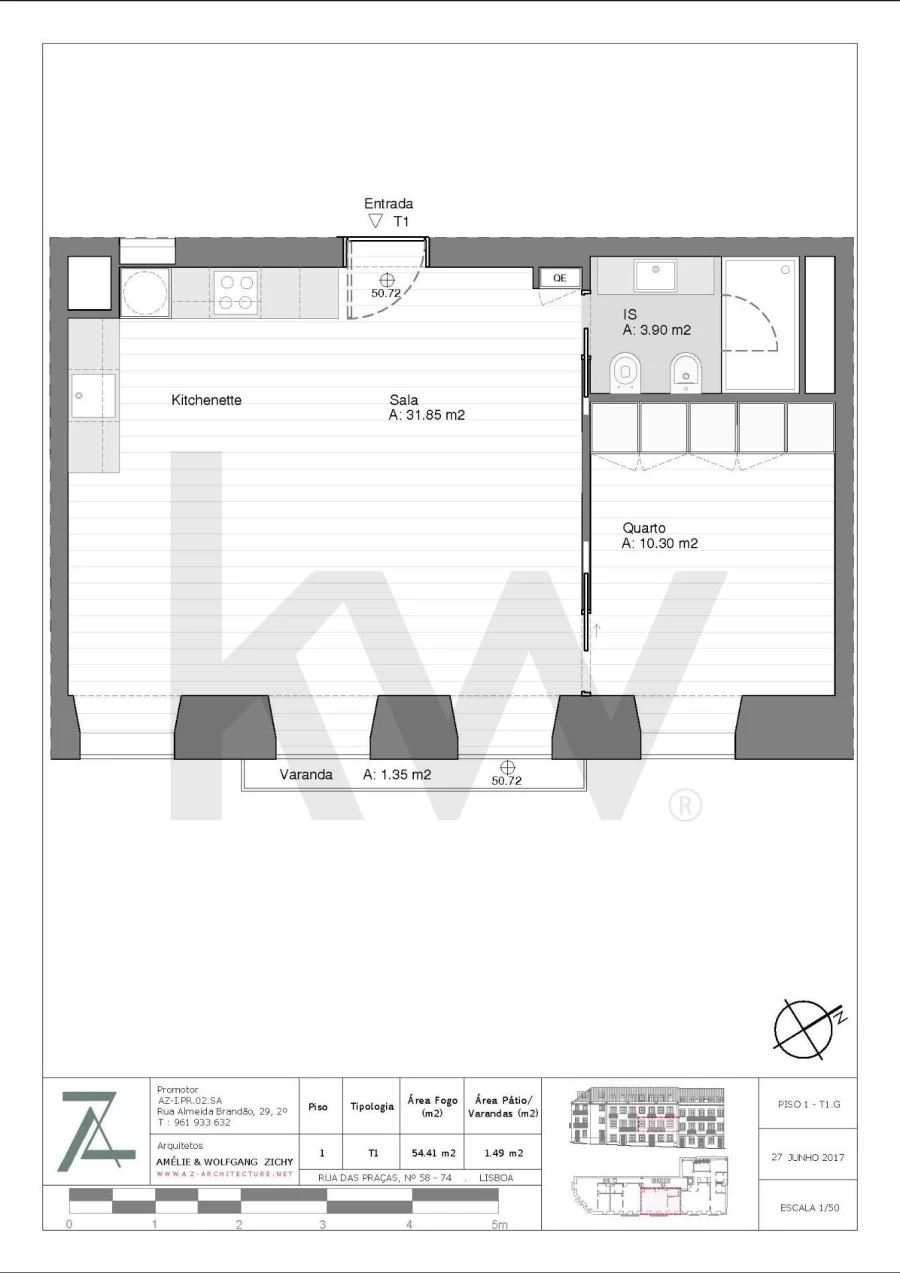 Apartamento T1 para Arrendamento em Estrela Planta 1