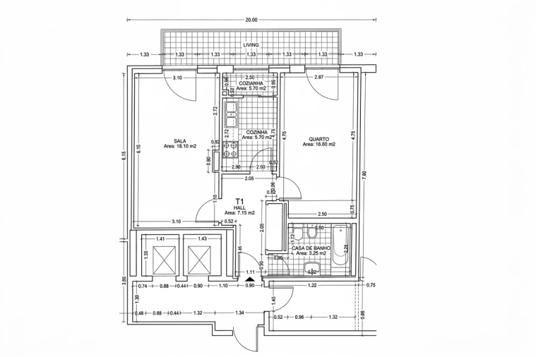 Apartamento T1 para Arrendamento em Santa Maria, São Pedro e Matacães Planta 1