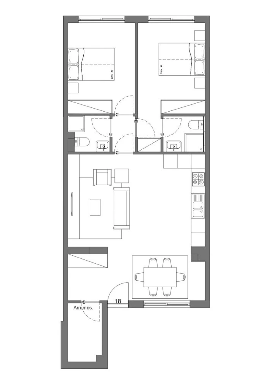 Apartamento T2 para Venda em Real, Dume e Semelhe Planta 1