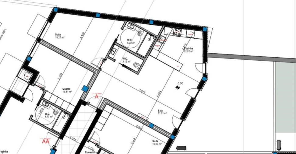 Apartamento T1 para Venda em Glória e Vera Cruz Planta 1
