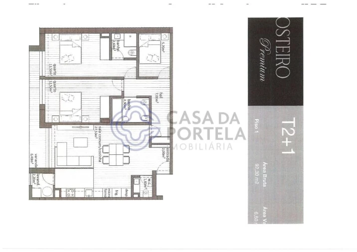 Apartamento T2 para Venda em Moreira Planta 1