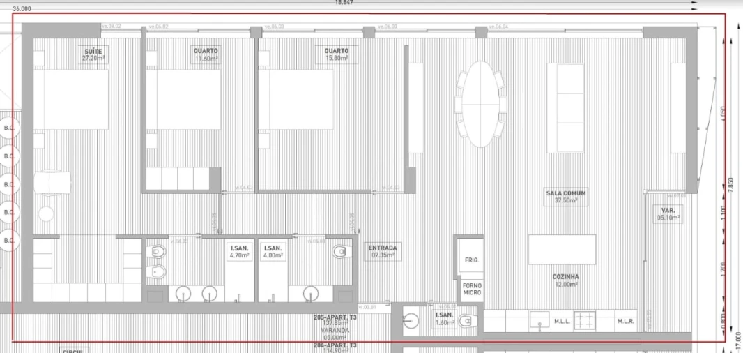 Apartamento T3 para Venda em Cidade da Maia Planta 1