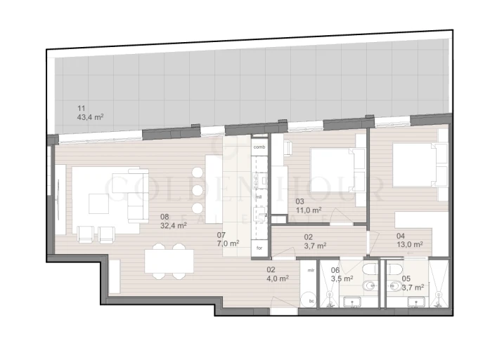 Apartamento T2 para Venda em São Felix da Marinha Planta 1