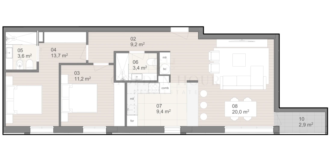 Apartamento T2 para Venda em São Felix da Marinha Planta 1