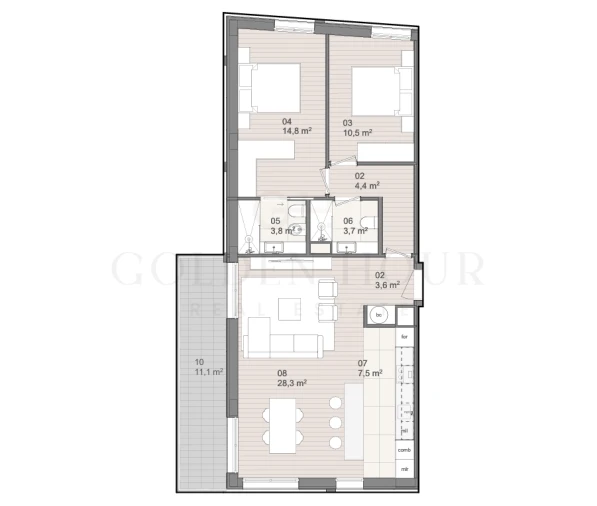 Apartamento T2 para Venda em São Felix da Marinha Planta 1