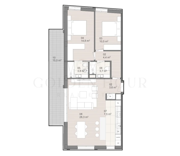 Apartamento T2 para Venda em São Felix da Marinha Planta 1
