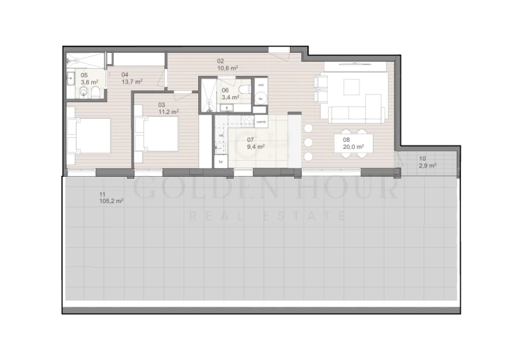 Apartamento T2 para Venda em São Felix da Marinha Planta 1