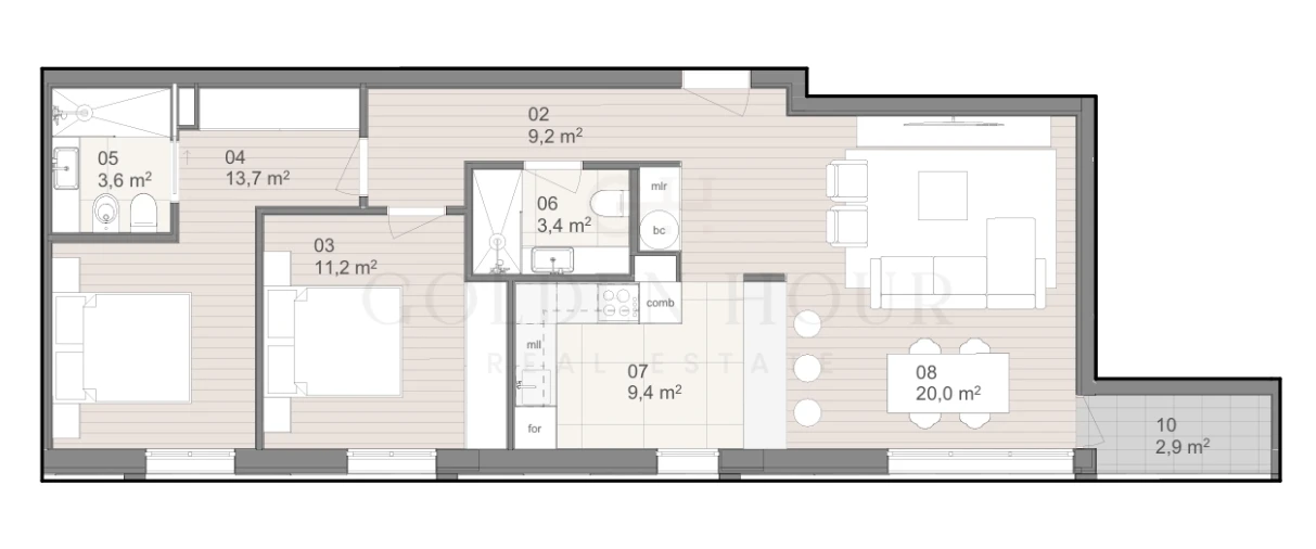 Apartamento T2 para Venda em São Felix da Marinha Planta 1