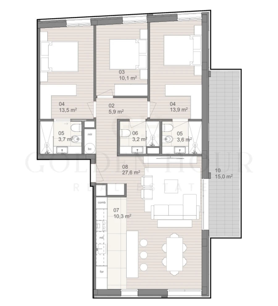 Apartamento T3 para Venda em São Felix da Marinha Planta 1