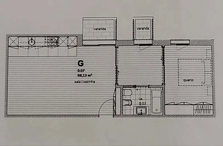 Apartamento T1 para Venda em Mafamude e Vilar do Paraíso Planta 1