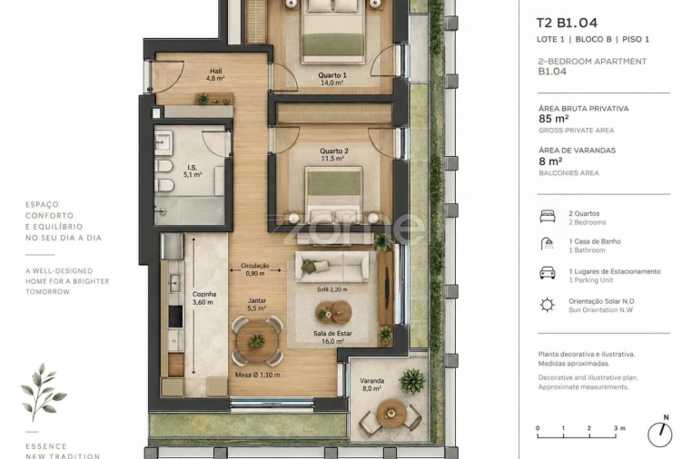 Apartamento T2 para Venda em Campanhã Planta 1