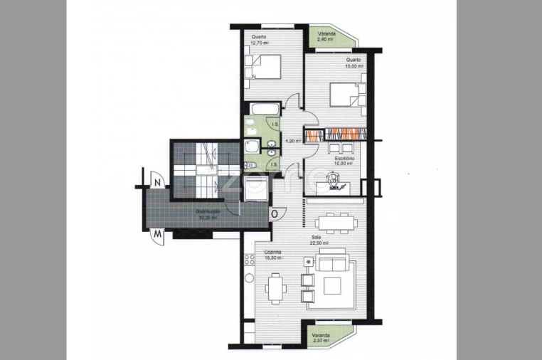 Apartamento T3 para Venda em Grijó e Sermonde Planta 1