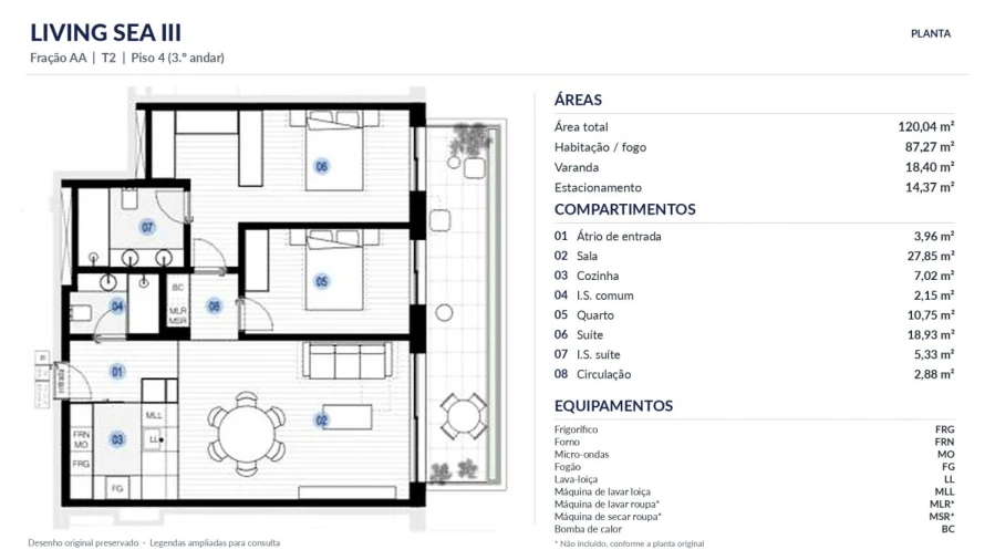 Apartamento T2 para Venda em Canidelo Planta 2