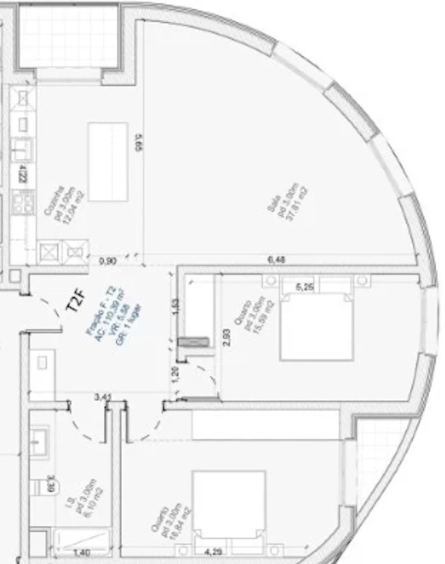 Apartamento T2 para Venda em Santa Clara e Castelo Viegas Planta 1