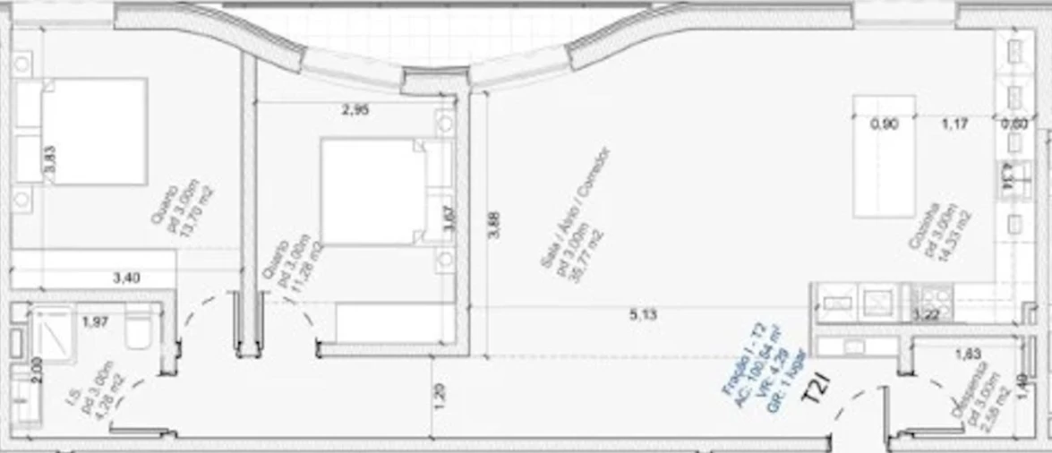 Apartamento T2 para Venda em Santa Clara e Castelo Viegas Planta 1