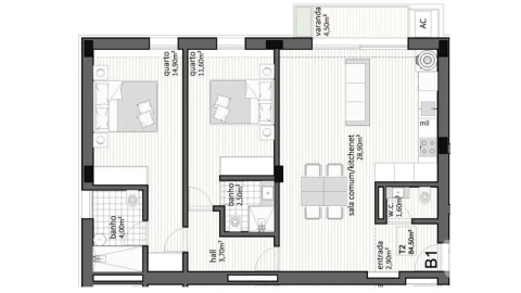 Apartamento T2 para Venda em Paranhos