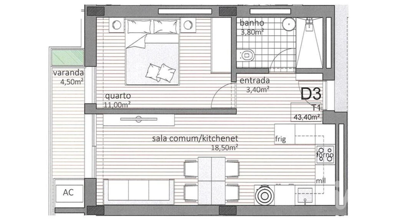 Apartamento T1 para Venda em Paranhos Foto 9